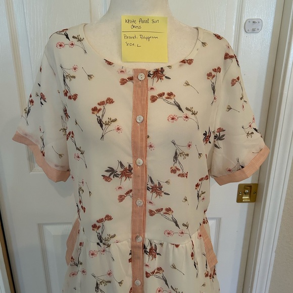 Polygram white floral button down sundress - Picture 2 of 4